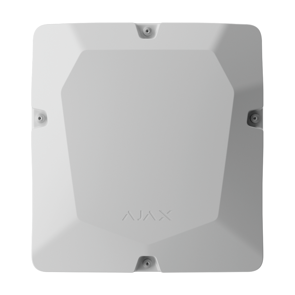 Boîtier blanc avec 8 emplacements pour modules Fibra Compatible avec les dispositifs Fibra: LineProtect, LineSplit, MultiRelay et LineSupply Espace pour 2 batteries jusqu'à 18 Ah Niveau à bulle préinstallé Auto-protection fournie